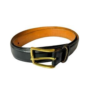 JOSEPH JOS A BANK Mens Dress Belt Size 38 Black Genuine Leather Belt Gold Buckle